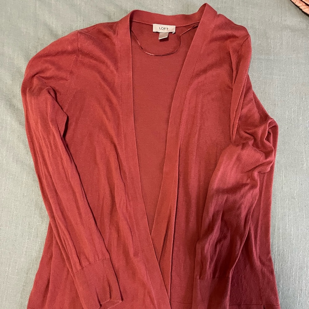 Loft open front cardigan. Rust color. Worn a few times. Size large.